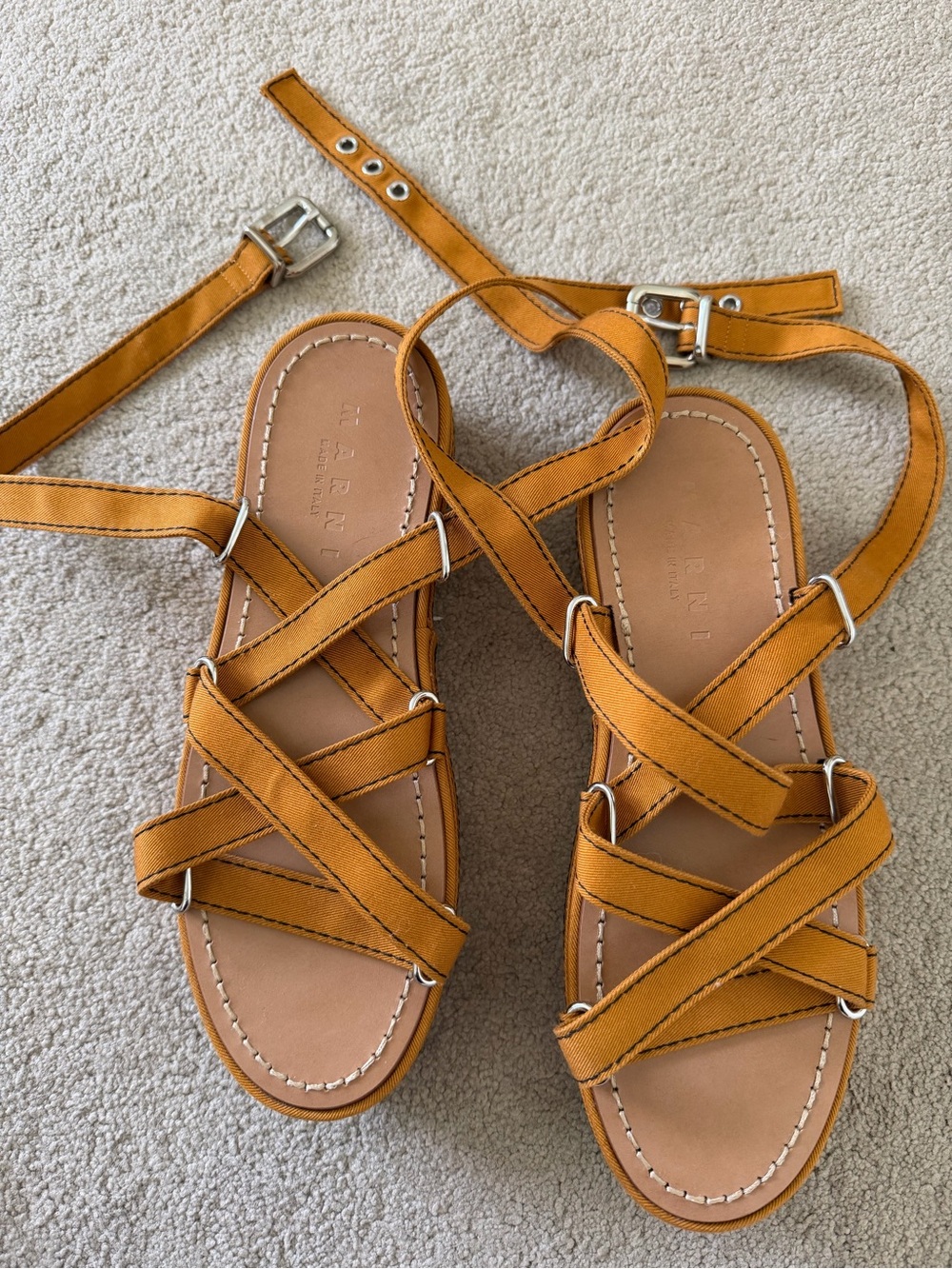Marni Platform Canvas Strappy Sandals